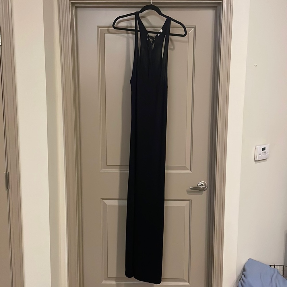 Black cotton Tobi max dress with braided back